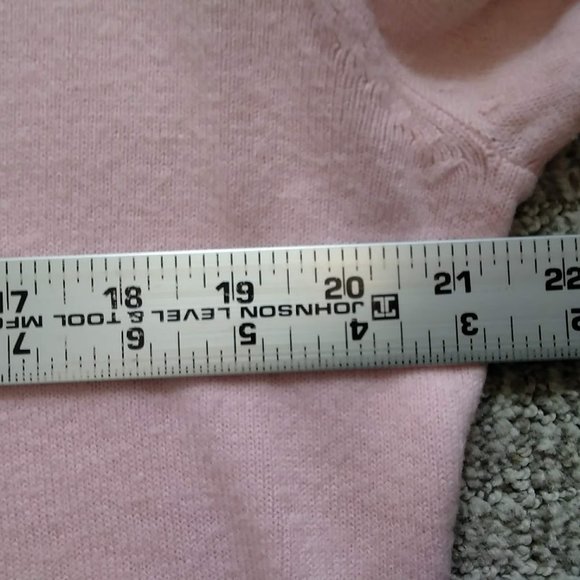 SAG HARBOR 3/4 Sleeve Pink Black Neckline Sweater - Picture 4 of 6